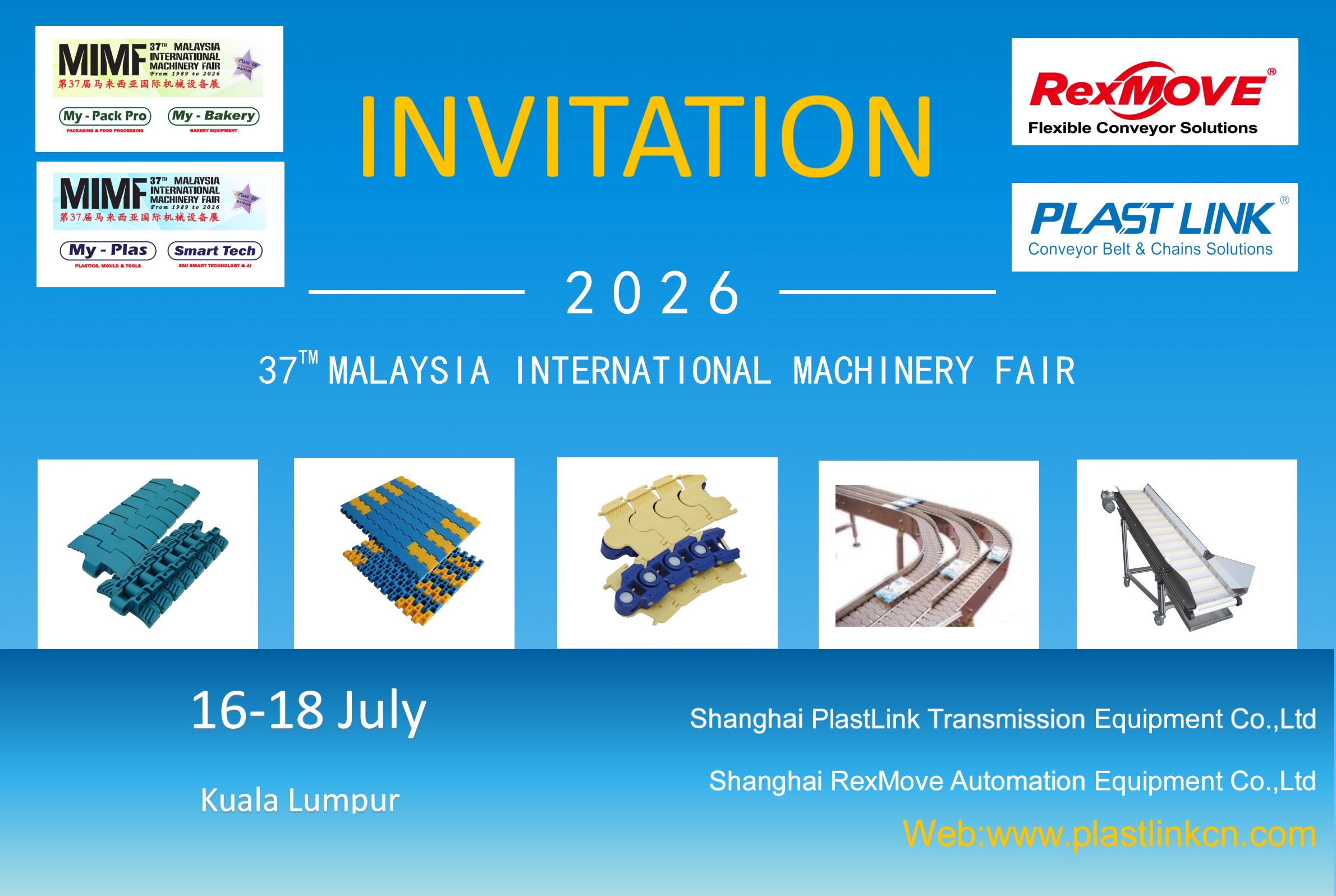 RexMove & PlastLink to Showcase Flexible Conveyor Solutions at the 37th Malaysia International Machinery Fair (MIMF) 2026