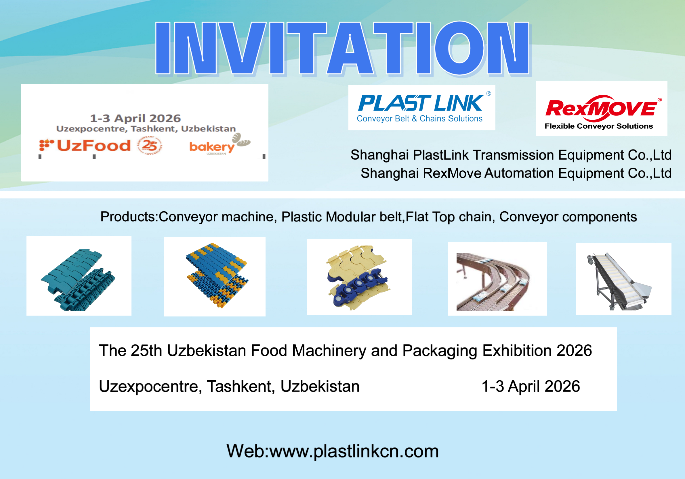 RexMOVE & PlastLINK to Showcase Innovative Conveyor Solutions at UzFood 2026 in Uzbekistan